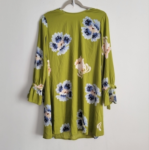 LOFT green floral silky short dress - Picture 1 of 9